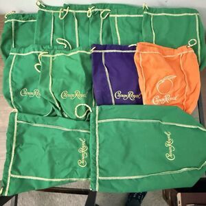 Crown Royal Bags- 12 Total | Mixed Lot | Different Sizes And Colors